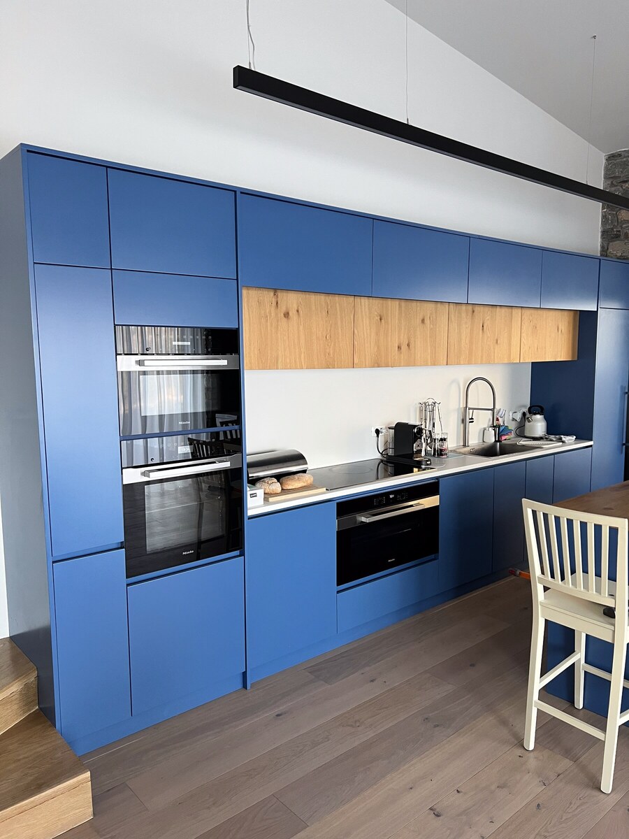 Close view of the Miele kitchen with built-in ovens