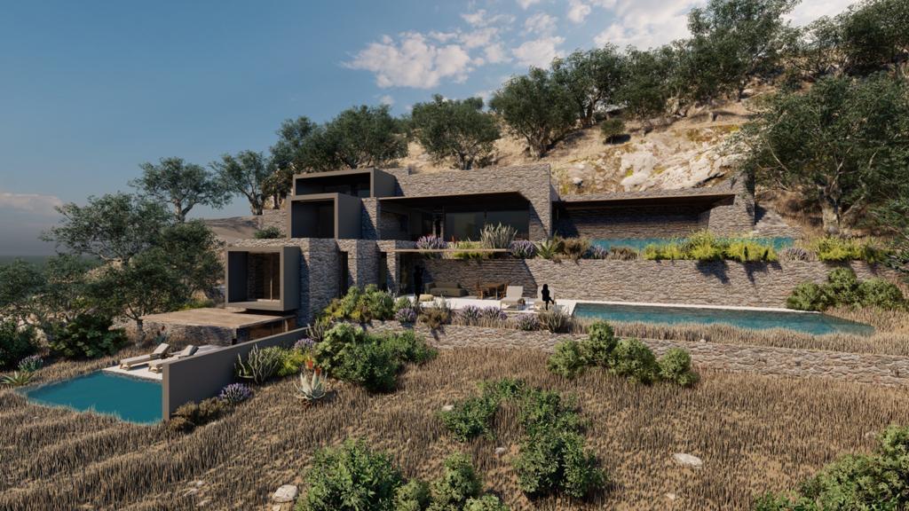 3D rendering of Sunset Cliff Villa in the landscape
